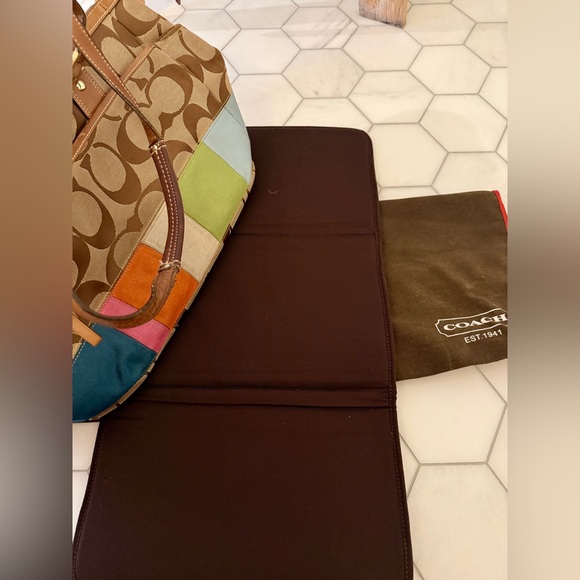 Coach signature khaki multicolor stripe tote / diaper bag - Picture 3 of 9